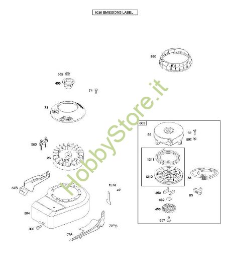 B - Alloggiamento/ripari ventola, volano, dispositivo di avviamento a riavvolgimento B&S - 10 €¦ 10F902-0110-B1 brand Stihl